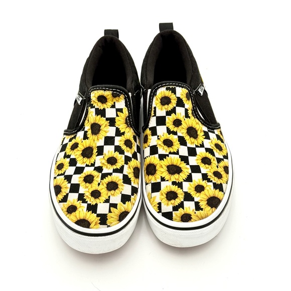 VANS Asher Sunflower Black and White Checkerboard Missy Size 4.5 - Picture 2 of 6